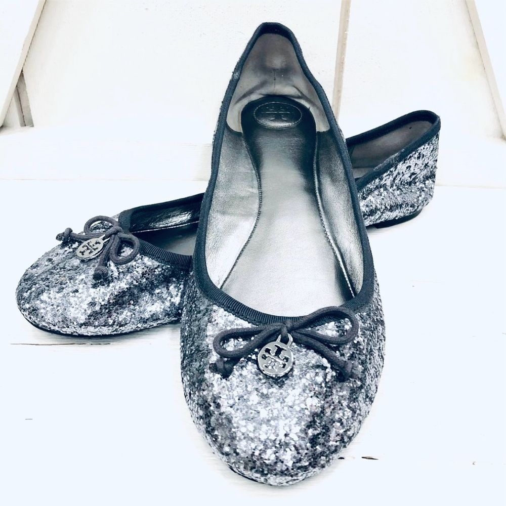 TORY BURCH Chelsea Ballet Glitter Grosgrain Flats